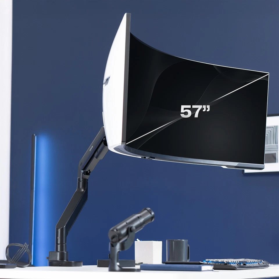 VIVO Black Pneumatic Arm Single Ultrawide Computer Monitor Desk Mount - Image 2 of 4
