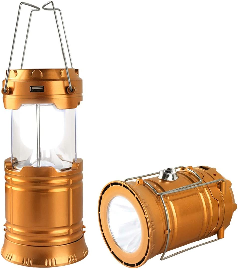 LED Camping Lantern, Solar and Rechargeable Lantern Flashlight Collapsible