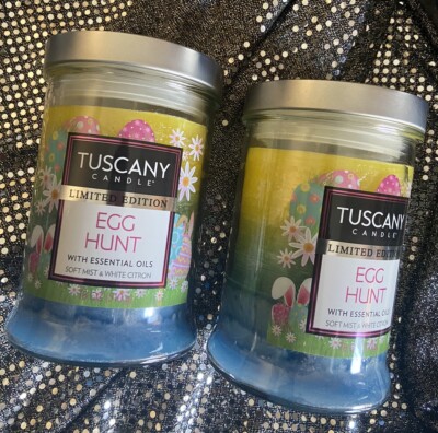 2 Tuscany Easter - Egg Hunt 18 Oz. Candles New! 2 Wick Triple Pour