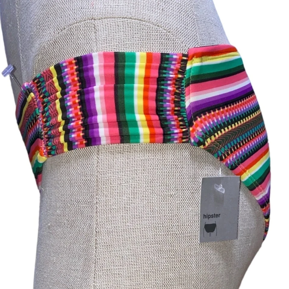 Parte inferior de bikini hipster Mossimo para mujer S multicolor a rayas nailon/spandex trajes de baño Foto 4 de 4