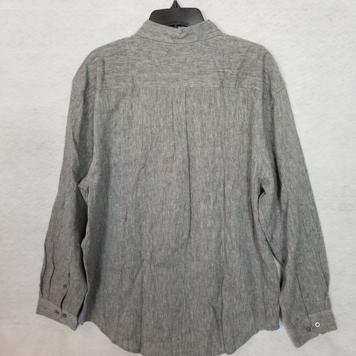 BRUNO Washable Linen Slub Weave L/S Button Up Shirt Blue Black Size XL - Picture 3 of 6