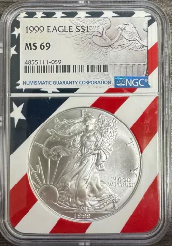 1999 $1 American Silver Eagle NGC MS69