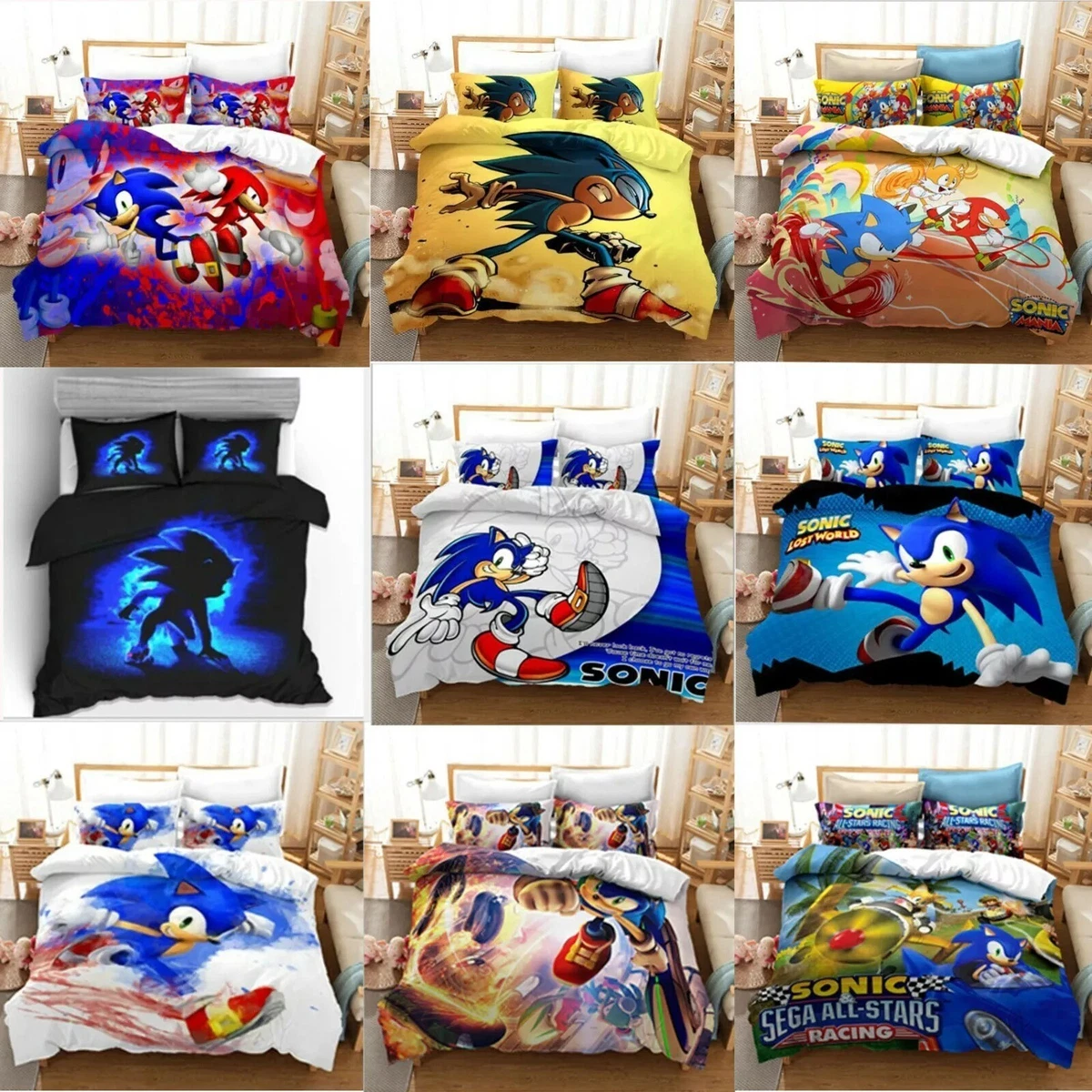 Sonic And Friends – Set Copripiumino Singolo 140x200cm Con Federa 70x90cm – 100% Poliestere Multicolore