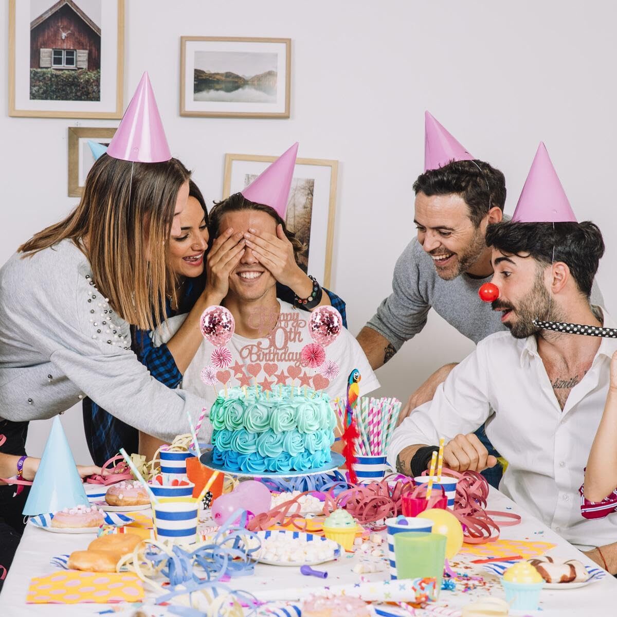 Kuchenaufsatz Zum 12. Geburtstag – Hello 12, Rotgoldener Glitzer