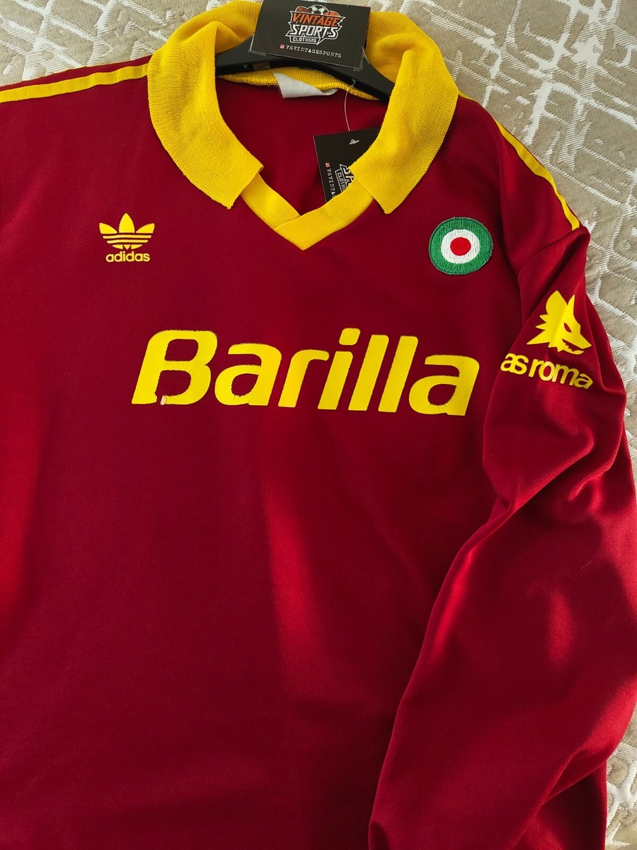イタリア製 アディダス ASローマ1991/92 ホーム長袖シャツ 欧州Sサイズ Vintage Original AS Roma Football Home Shirt 1991-1992 (L