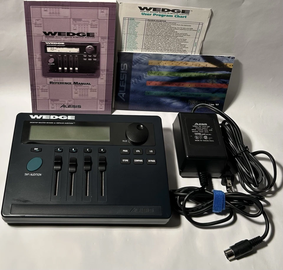 Alesis Wedge Desktop Master Reverb w / Impulse Audition Power Supply & Manual - Image 3 of 4