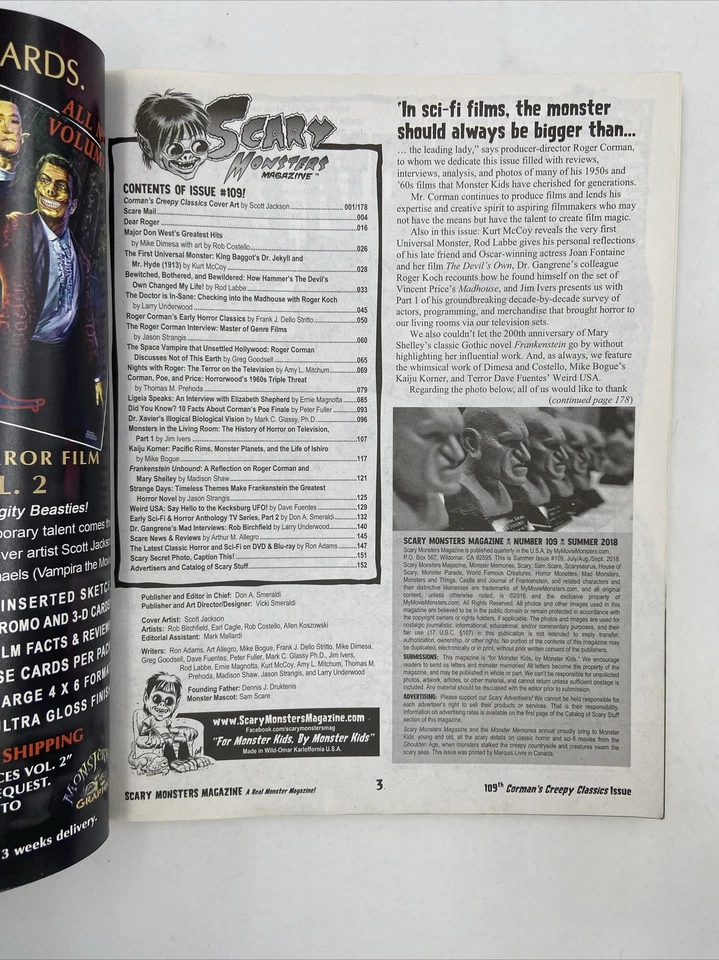 Scary Monsters #109, Summer 2018, interview with Roger Corman - Image 3 of 4