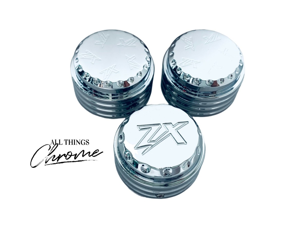ZX-14 CHROME DIAMOND CUT FORK AND YOKE CAPS 2006-2011 KAWASAKI