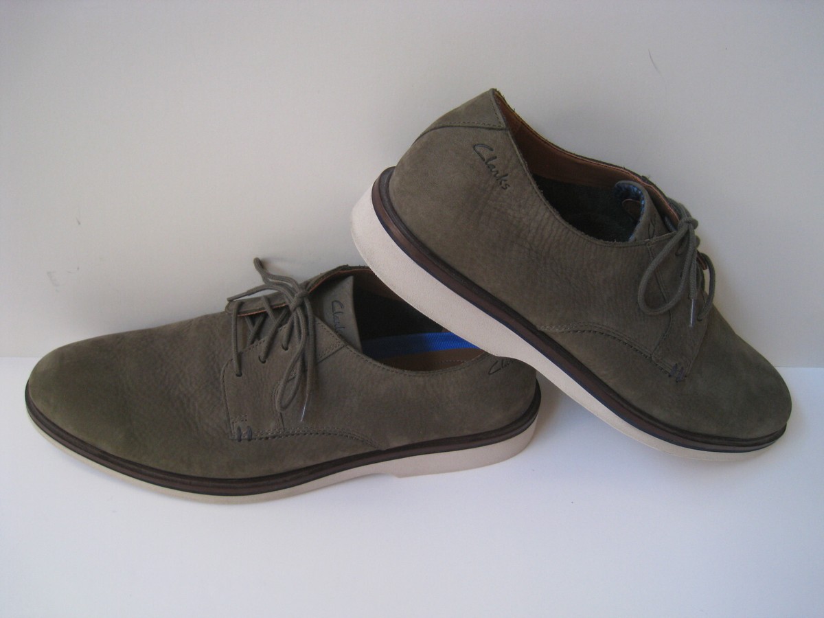 Clarks Olive Green Leather Oxfords Clarks Mens Chantry Wing Green Leather Casual Oxford Shoes  main image 2
