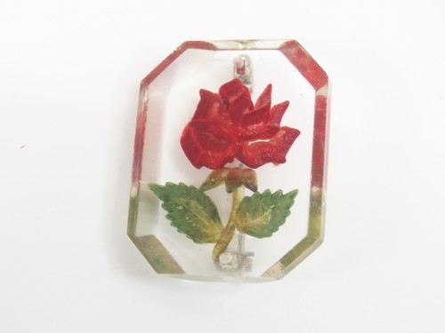 Lote broche prendedor vintage tono oro rojo tallo rosa esmalte Tanager II DM 1997 + D2172 - Imagen 5 de 7