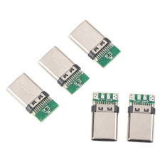 5Pcs USB 3.1 Type C Male DIY Solder Plug Connector Socket Attached PC