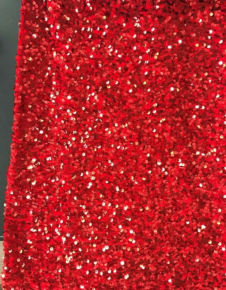 Red Stretch Velvet with All Over Red Sequins, 54/55", Clothing & Apparels, Decor - Image 4 of 4