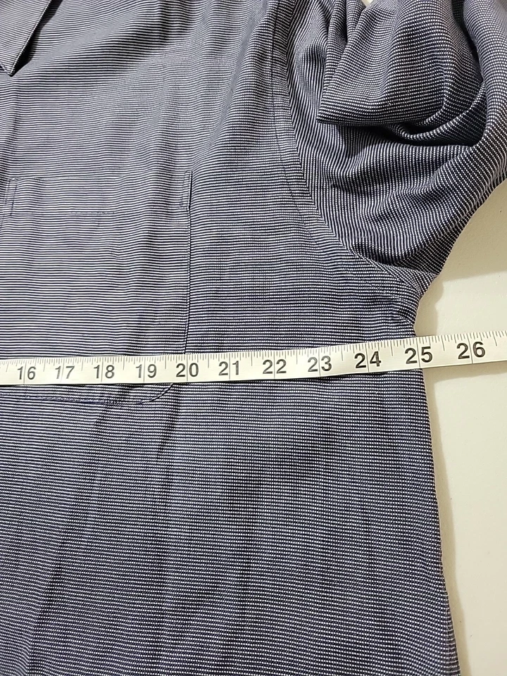 Hickey Freeman Sport Azul Blanco Rayas Abotonadas Manga Larga Para Hombre Talla XL Foto 4 de 4