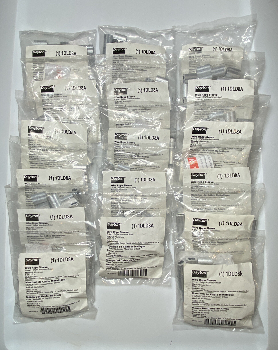 Qty 425 1/8" Aluminum Crimp Sleeve for 1/8" Wire Rope Cable, Dayton