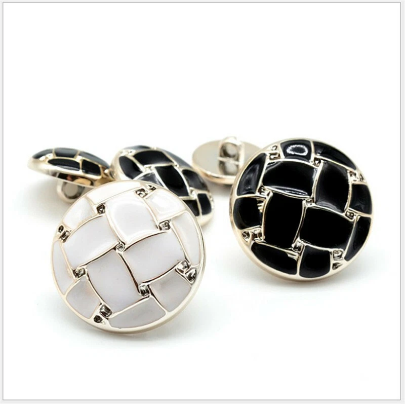 10x White Black Button Windbreaker Coat Jacket Decor Button Sewing DIY Accessory - Image 2 of 4