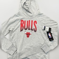 Chicago Bulls Hoodie Gray Girls Size L-14 Sweatshirt NBA BASKETBALL