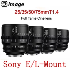 SGimage 25mm 35m 50mm 75mm T1.4 Full Frame Aperture Cine Lens for L-Mount Sony E