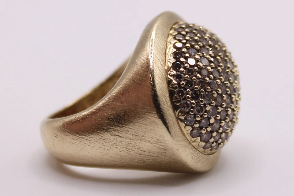 14k Gold Natural diamond dome shape cluster cocktail style ring - Image 4 of 4