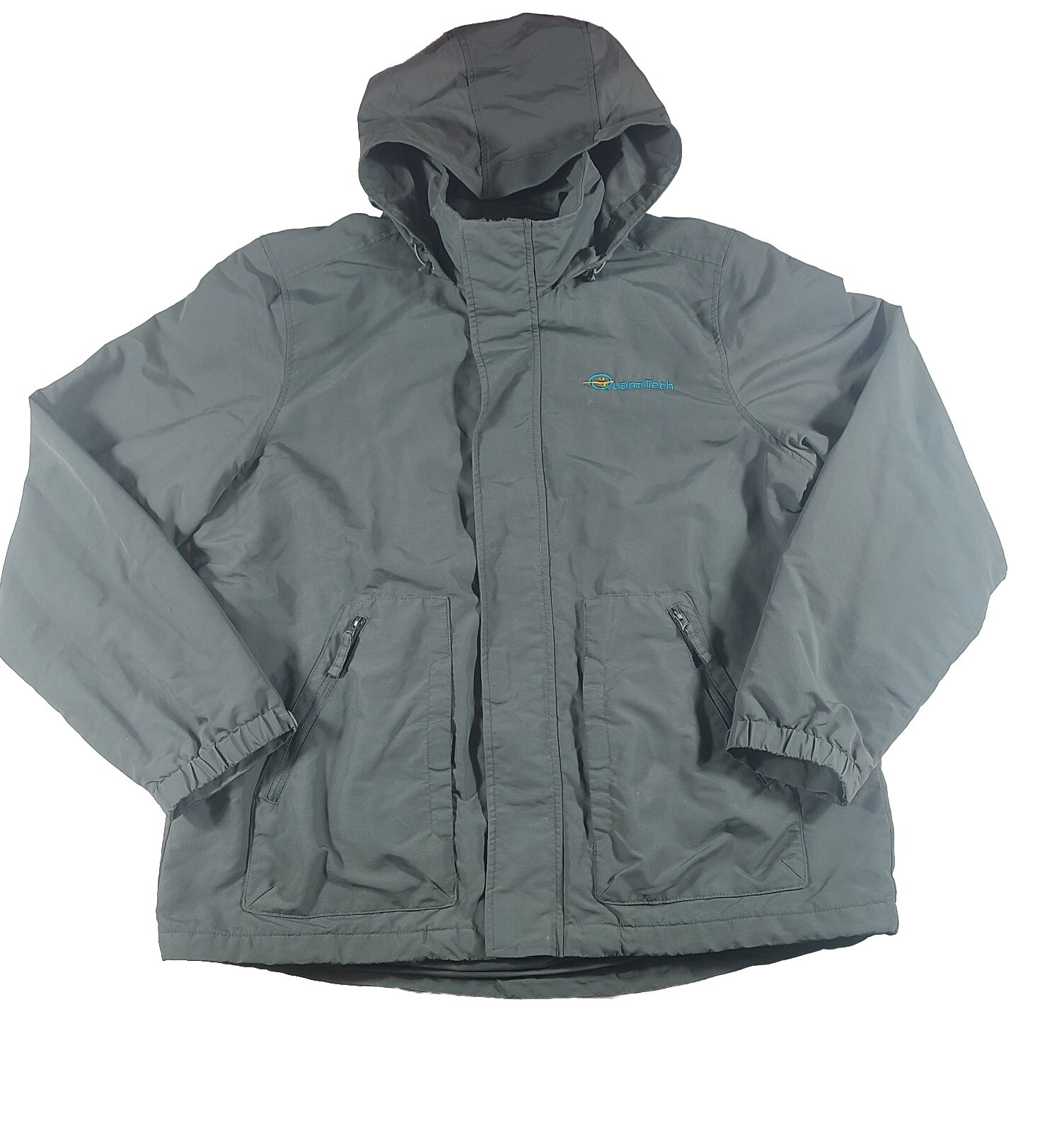 Lands End The Outfitters Mens L Fleece Lined Zip Hooded Windbreaker