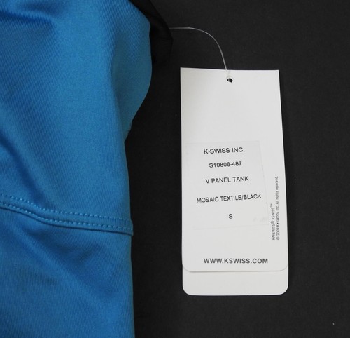 New K-Swiss Blue Black Trim V Neck Tank Sleeveless Shirt UV Protect Small GD34 - 第 4/12 張圖片