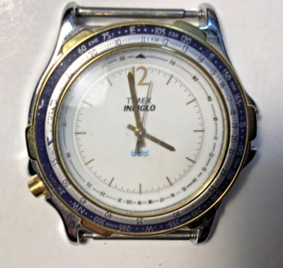 Timex Indiglo Men Watch Body Only Quartz Silver Gold Stainless