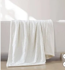 Jennifer Adams, 60" x 70" Luxe Boucle Reversible Blanket Throw | White