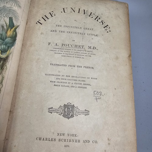 1870 The Universe Pouchet Antique Book Natural History Engravings Ex-library - Imagen 2 de 24