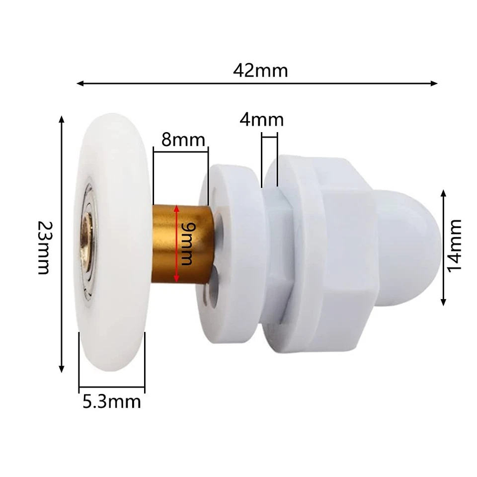 4 Pièces Rouleau Roulette Roulettes Coulissantes Rouleaux de Porte de Douche ... - Photo 2/4