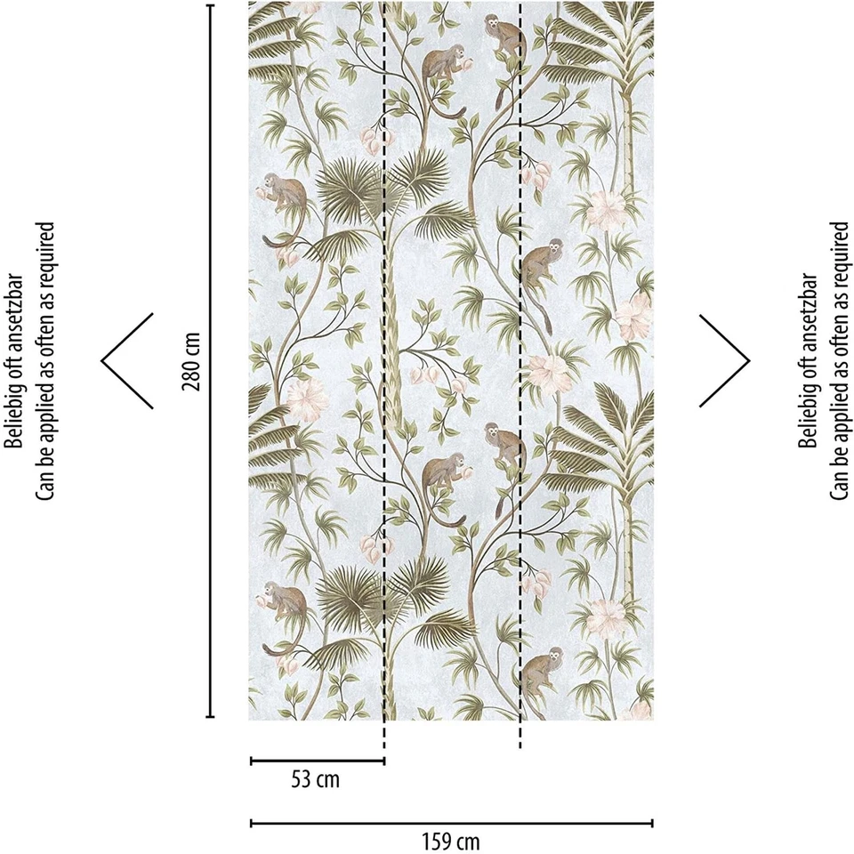 Papel pintado de palmera de animales de la selva AS Creation 159 x 280 cm Foto 2 de 3