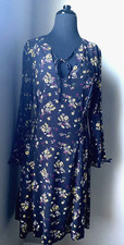 NEW Torrid Black Floral Dress 00 L XL Ruched Waist Summer