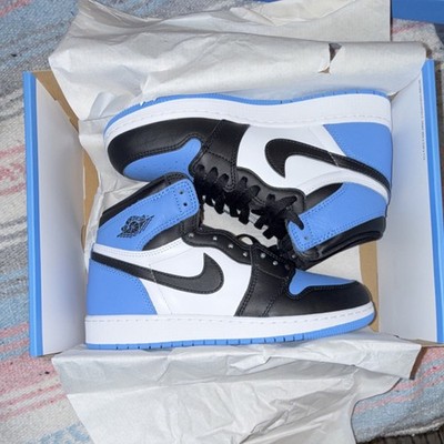  Unc Toe  Air Jordan 1 Retro High OG GS Blue/Black/White High Top Leather 6.5Y 