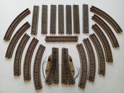MÄRKLIN Nr.21 Gleise Spur HO mit Metallmassiv, gerade + gebogen + Weichen