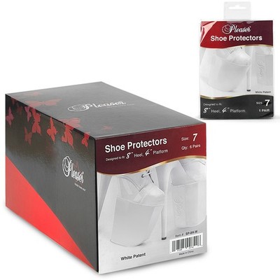 Pleaser Shoe Protectors For 8 Inch Heels Size 7 White Patent Sp-8H-W
