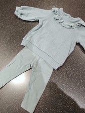 Duck Egg blau Baby Mädchen 2-teiliges Set Langarm Oberteil & Hose Leggings Outfit