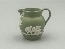 Wedgwood Jasperware Green on White Relief Classical Small Cream Jug
