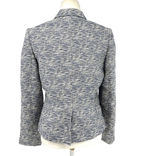 Calvin Klein Women's 8 Blue Textured Short Single Breasted Lined Blazer Jacket - Picture 3 of 6