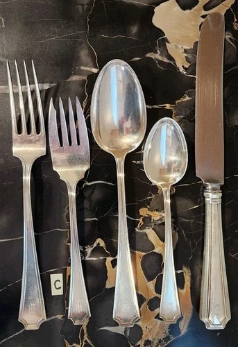 Fairfax Durgin-Gorham Sterling Silver Place Size Spoon monogram 5 Pc 157 g grams