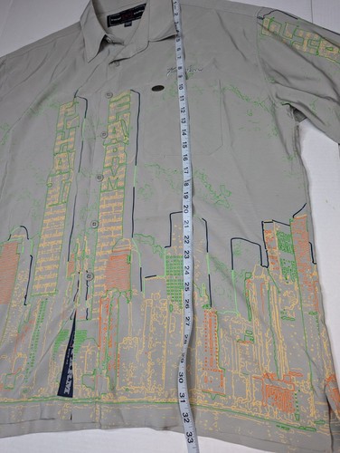 Phat Farm Button Up Shirt World Trade Center 9/11 Twin Towers Mens Size 2XL Gray - Picture 13 of 14