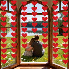 72 Pre-Strung Felt Heart Garland for Valentine's Day and Special Events