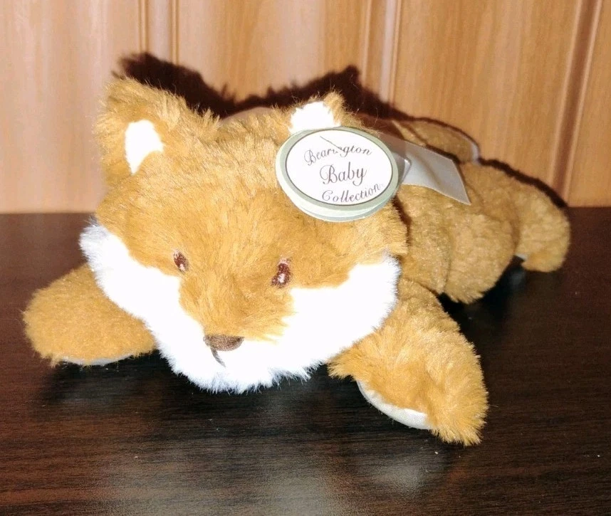 Bearington Baby Fritz Fox Plush Rattle Toy Stuffed Animal Satin Belly Bow 12" Z - Image 2 of 4