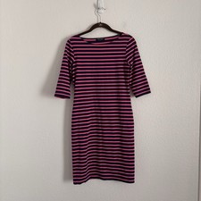 Saint James Women's Size 6 Pink Blue Striped Propriano Stretch Shift Dress