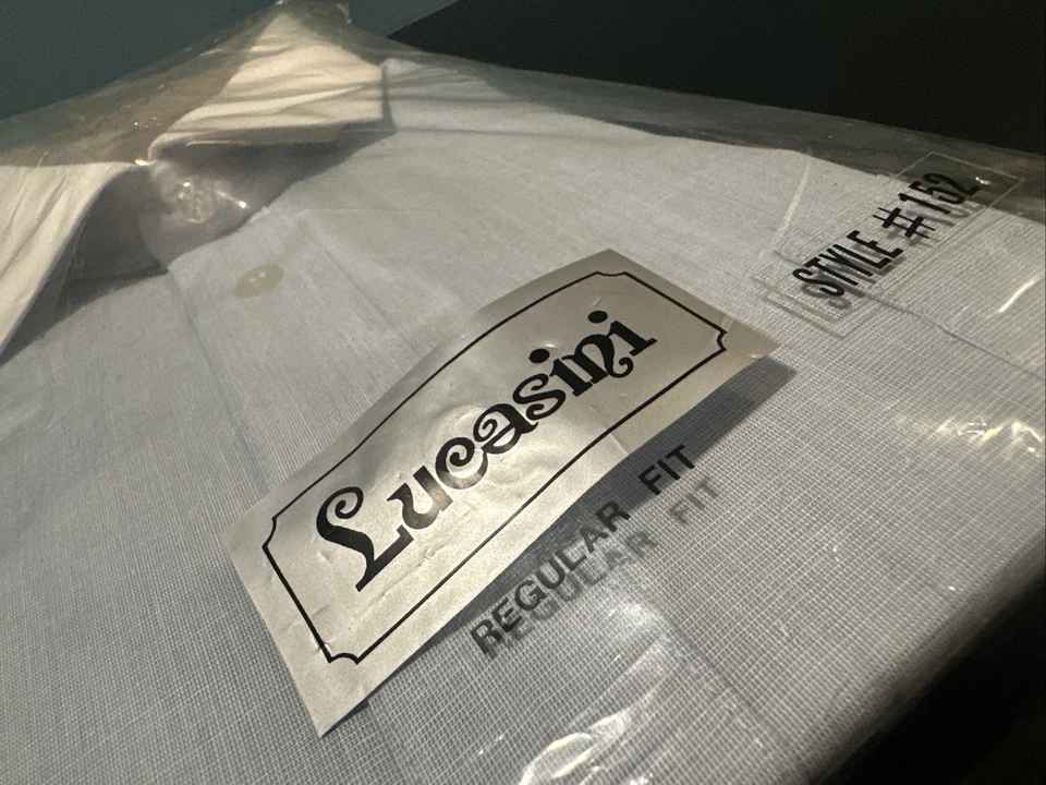 Camisa de Vestir Lucasini Azul Talla 17.5 34-35 Hombre Manga Larga NUEVA Foto 2 de 4