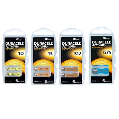 60x Duracell Activ Air 312/10/13/675 Hörgerätebatterien Auswahl -10x 6er Blister
