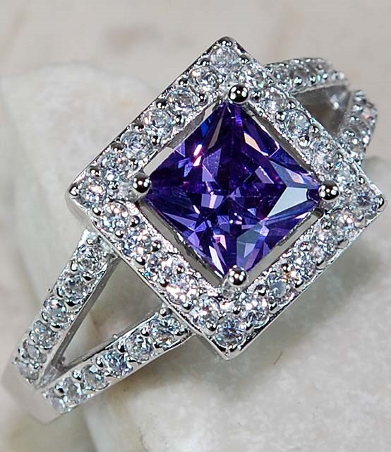 2CT  Amethyst 925 Genuine Sterling Silver Ring Jewelry Sz 6