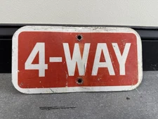 4-WAY Sign 12” X 6” Authentic Original Metal Road Street Traffic Mancave
