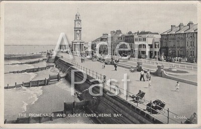 Vintage Valentinstag Postkarte Herne Bay Promenade Uhrturm K.5666
