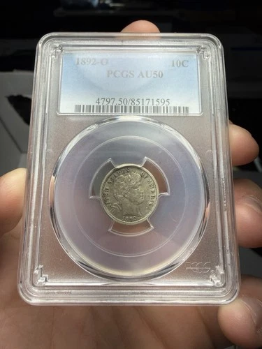 1892-O Barber Dime : PCGS AU50