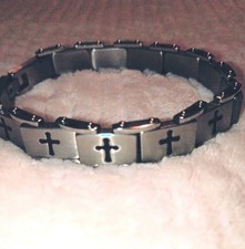 Stainless Steel Cross Links Bracelet 9 Inch Mens