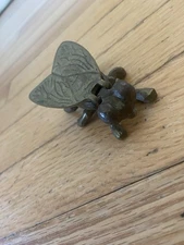 Vintage Brass Insect Fly Ashtray Cast Metal Hinged Lid 60s MCM