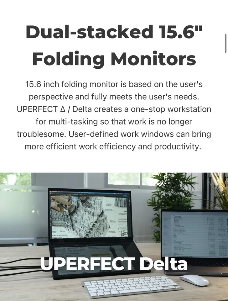 UPERFECT Dual UStation 15.6" Folding Monitor Dual Portable Display W Stand - Image 3 of 4